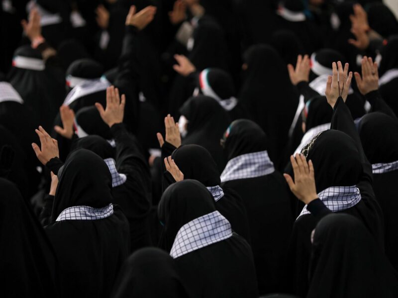 photo of women in Iran dressed in black hijabs