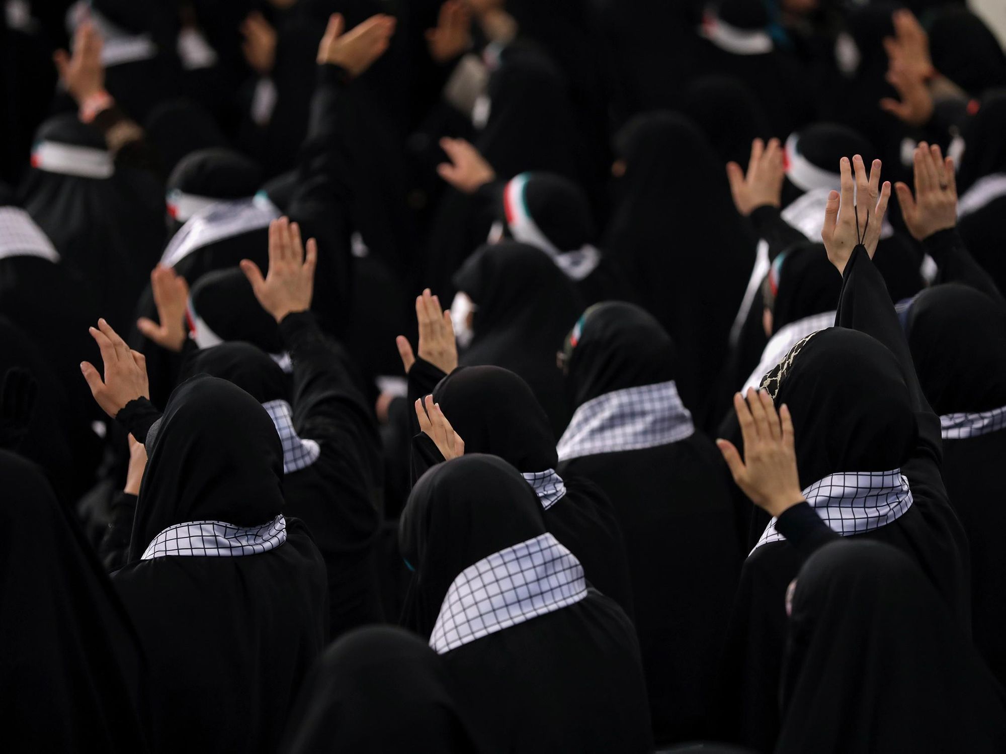 photo of women in Iran dressed in black hijabs