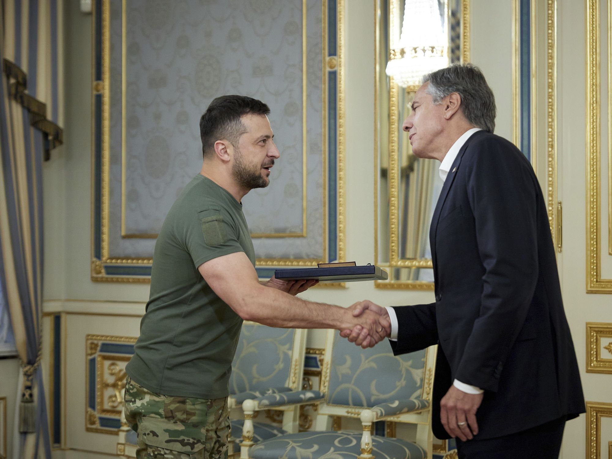 photo ofUkraine President Volodymyr Zelensky and U.S. Secretary of State Antony Blinken shaking hands in September in Kyiv