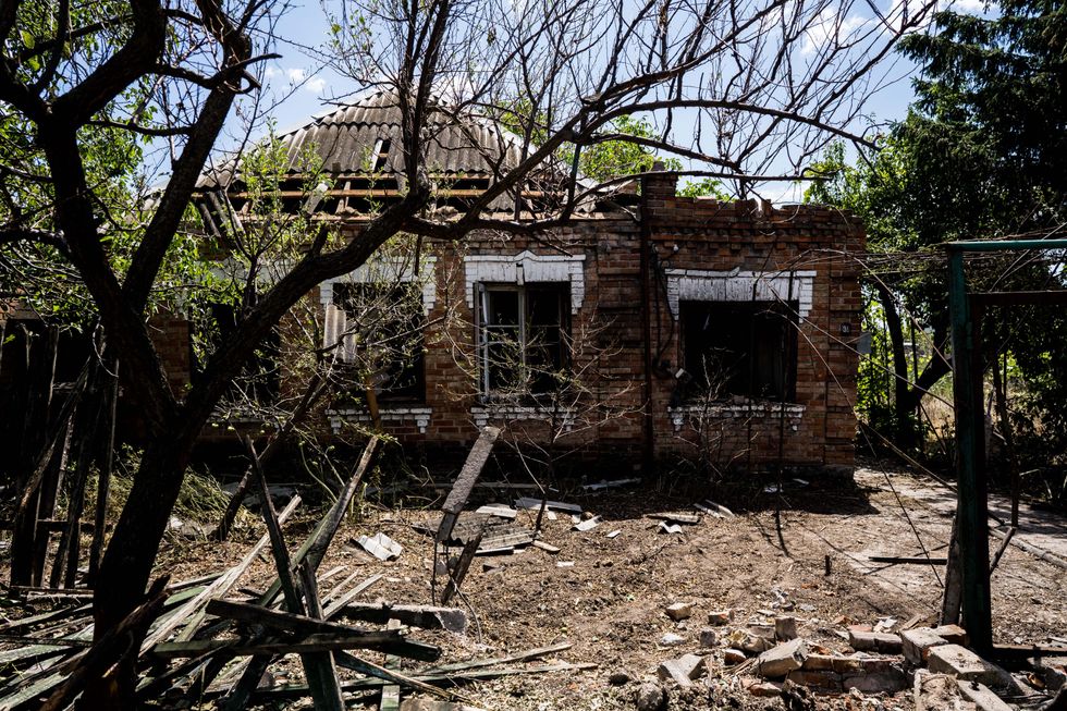 Photo showing destruction In Nikopol, in the Zaporizhzhia region