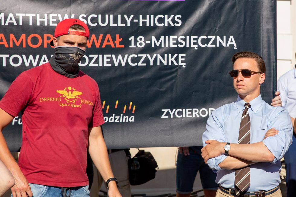 Photograph of Krzysztof Bosak at an anti-LGBTQ demonstration