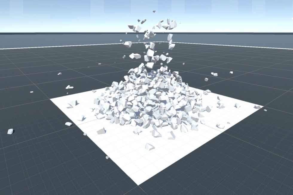 Photograph of the render that conservation ecologist Ox Lennon simulated to find how rocks could reate crevices big enough for skinks, but too small for mice.