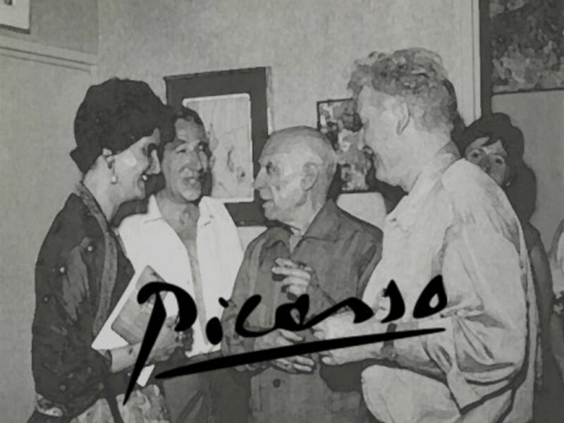 Picasso at the opening of an exhibition, 1962 (Fritz Schueller)