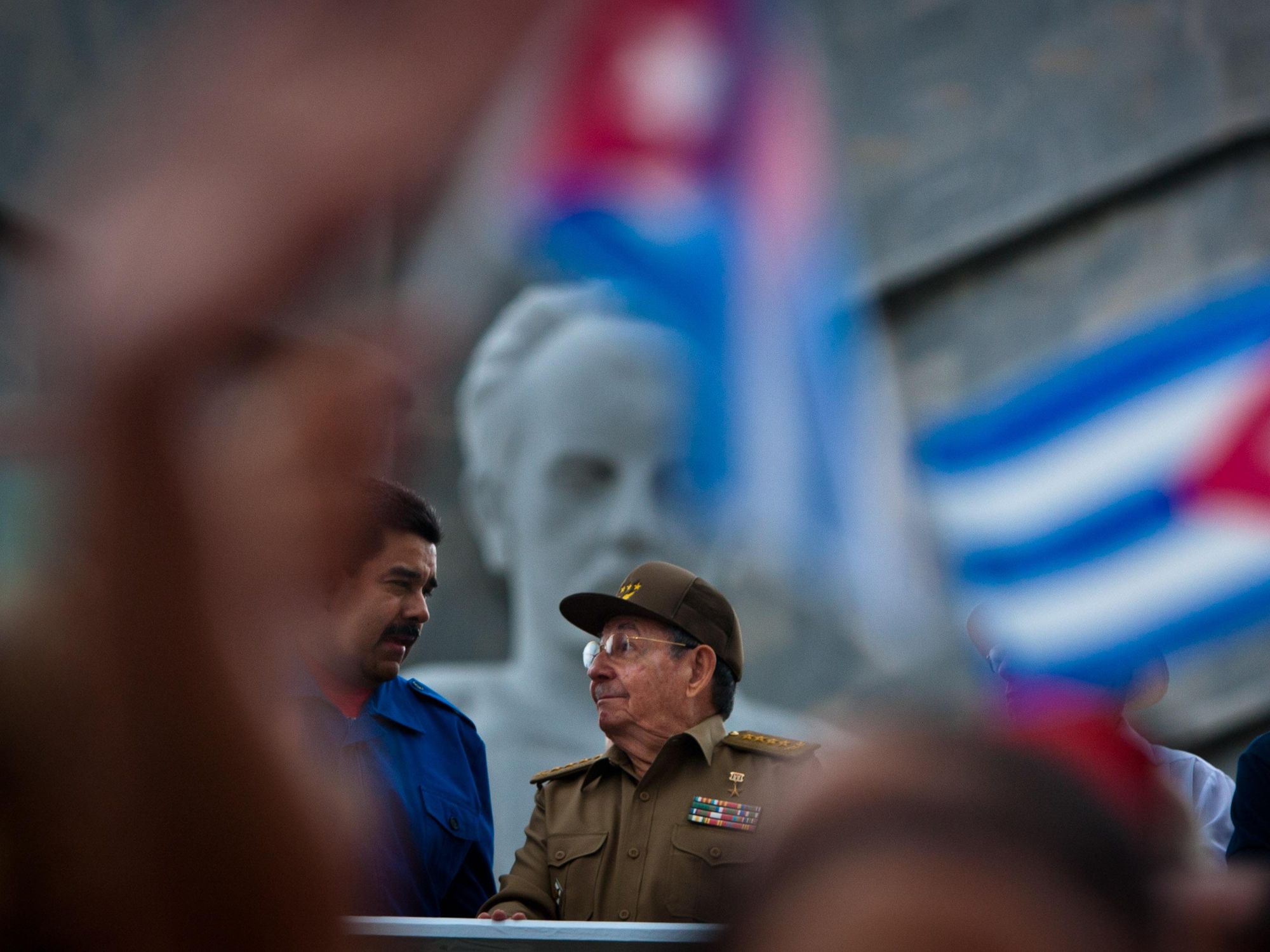 Picture of Raul Castro and Nicolas Maduro watching Havana May Day parade