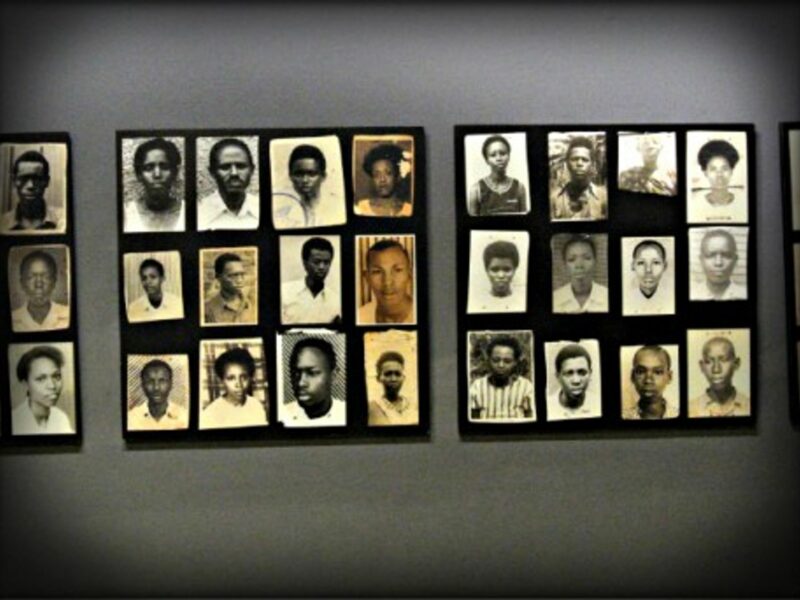 Pictures of genocide victims on display at the Rwanda Genocide Memorial in Kigali, Rwanda