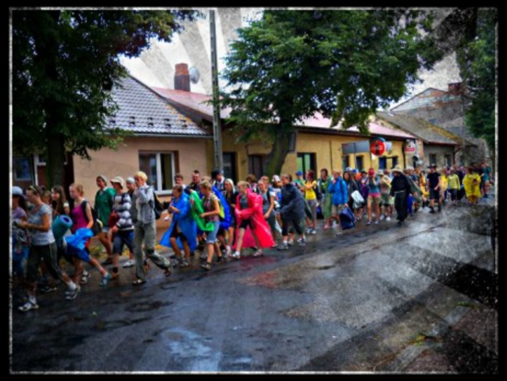 Pilgrims on their way to the Jasna Gora Monastery in Czestochowa