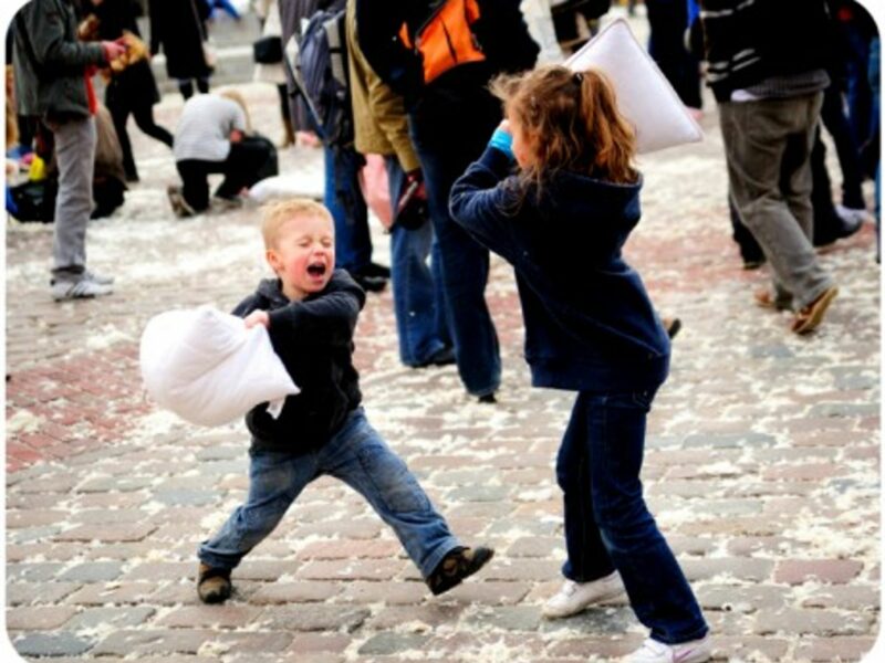 Pillow fight in Warsaw
