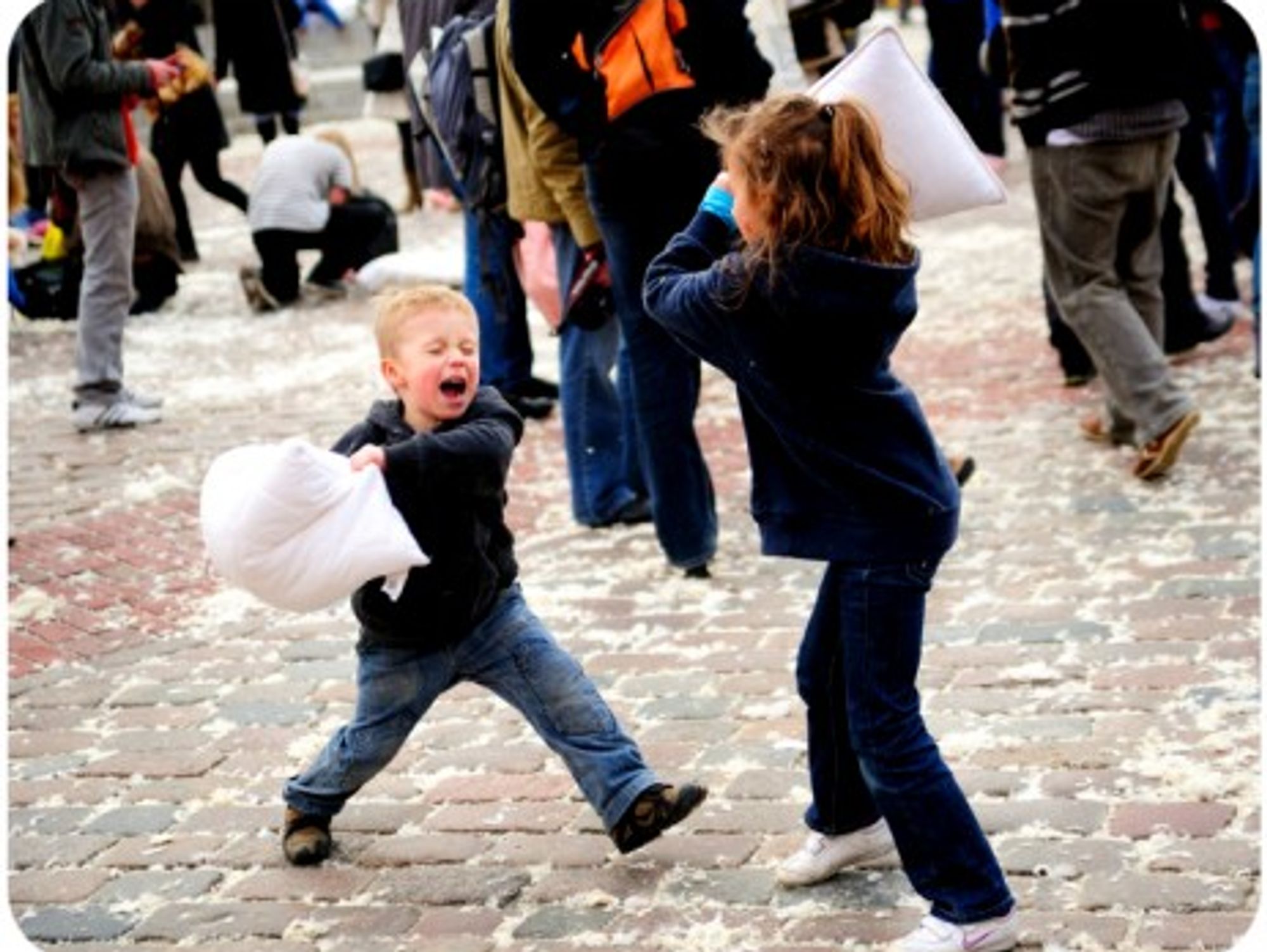 Pillow fight in Warsaw