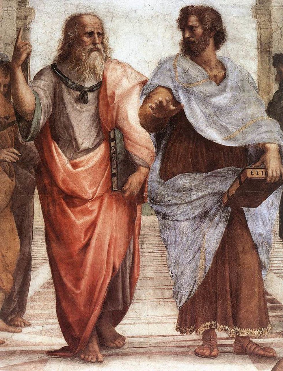 Plato and Aristotle, probably complaining about the music