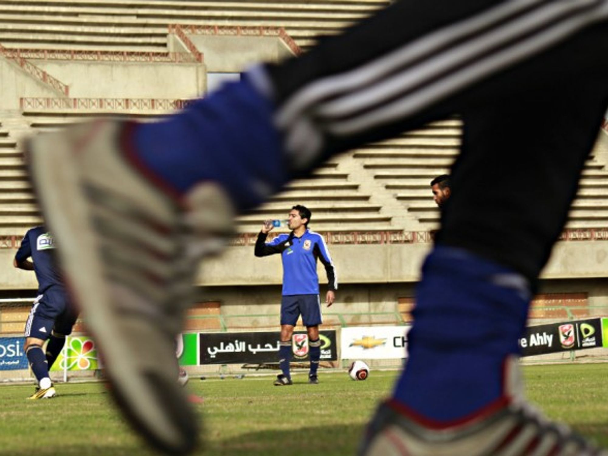 Players for al-Ahly soccer club in Cairo