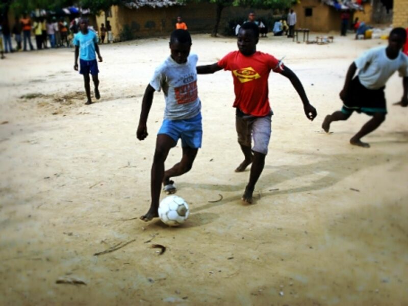 Playing soccer in Kindu, DRC