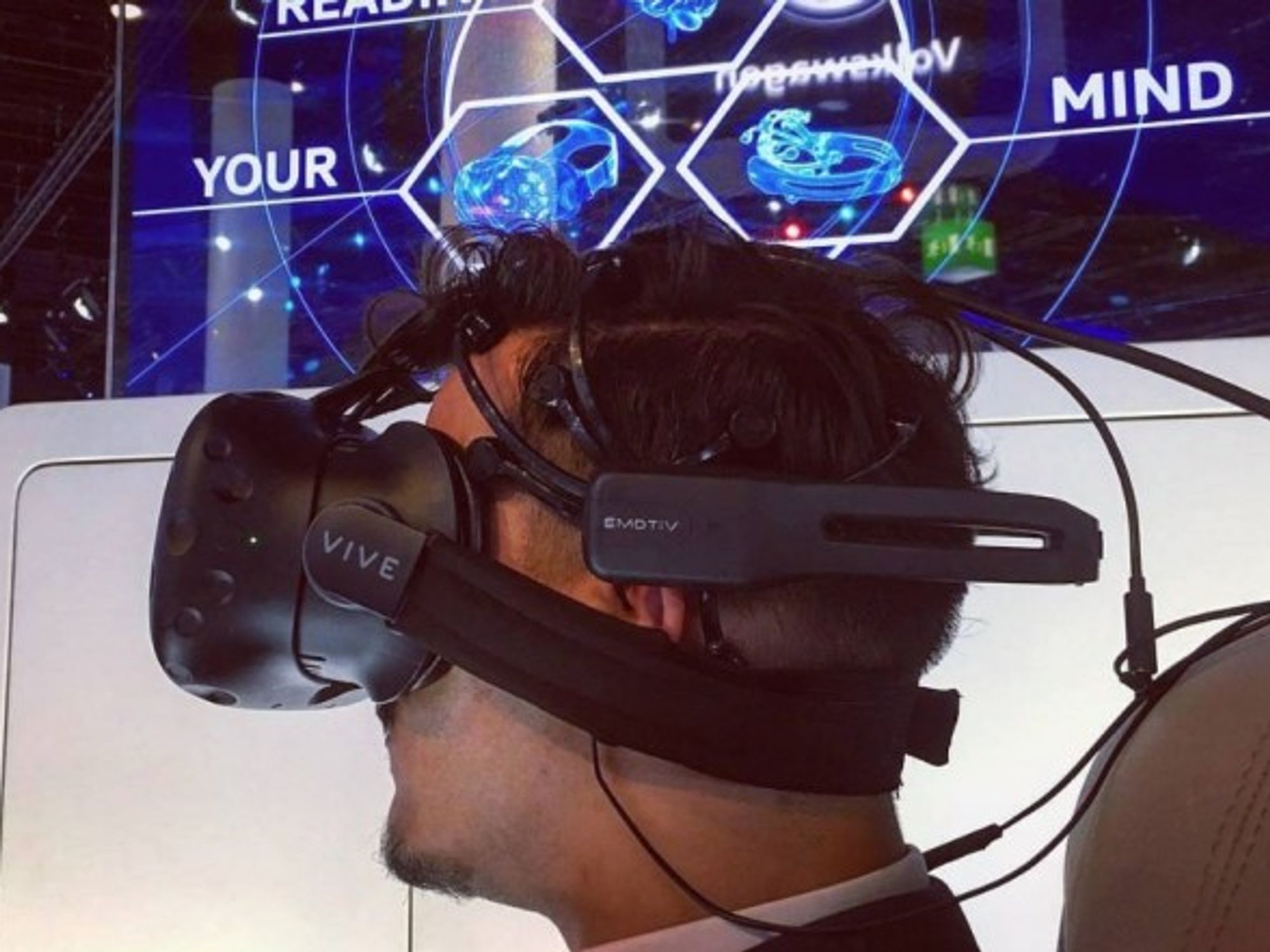 Plugged into Emotiv neuro-computing sensors