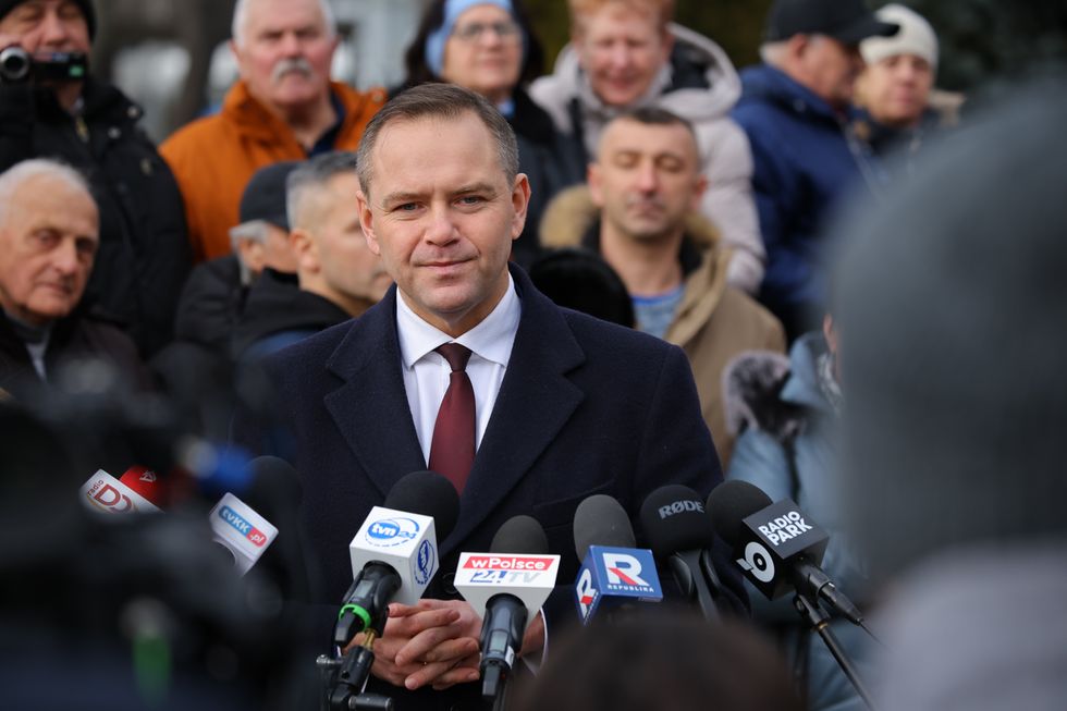 Poland: Karol Nawrocki, candidate for president of Poland during a press conference in Kedzierzyn Kozle at the headquarters of Grupa Azoty, February 2, 2025.