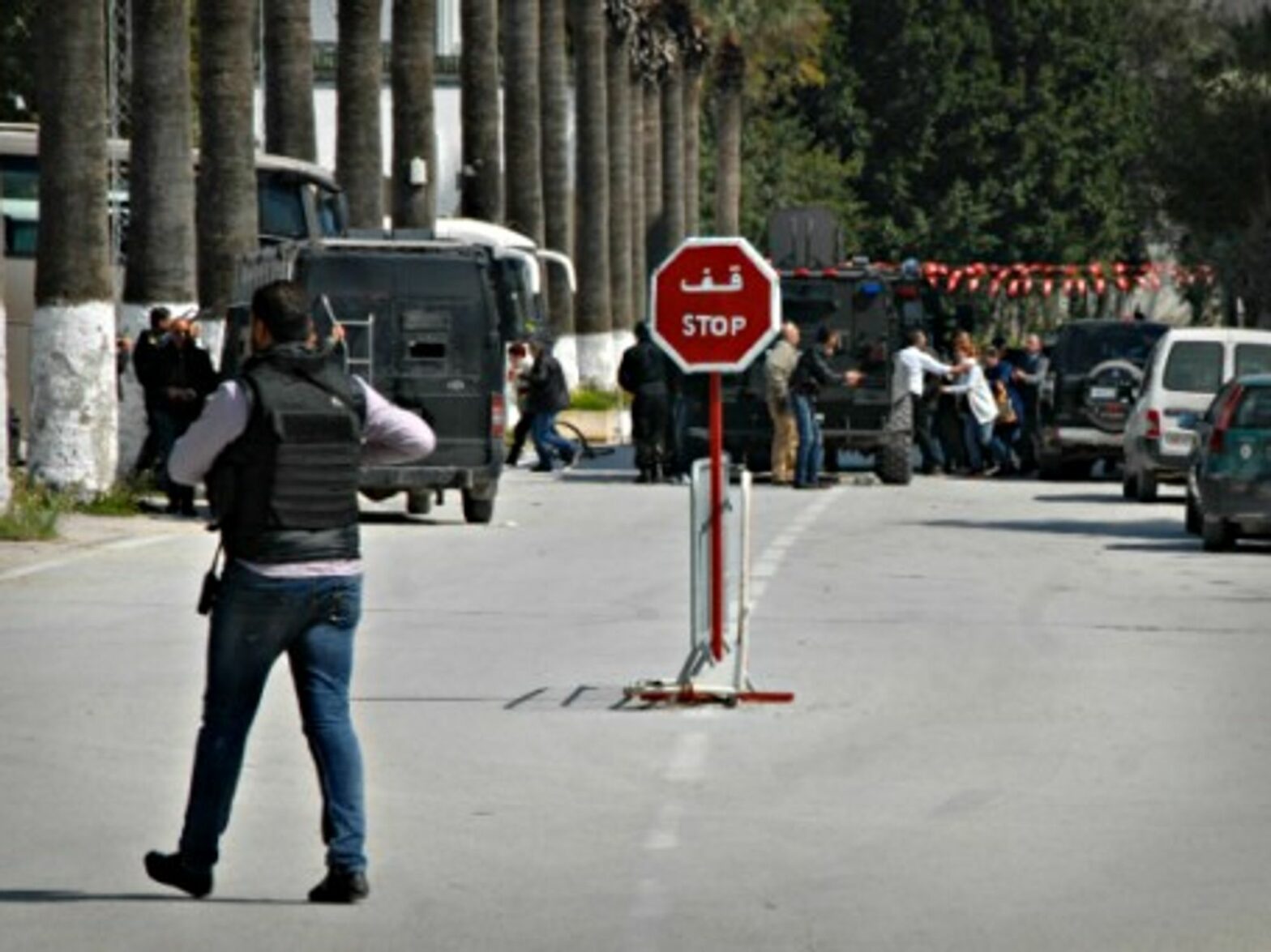 Police at Tunis' Bardo Museum on March 18