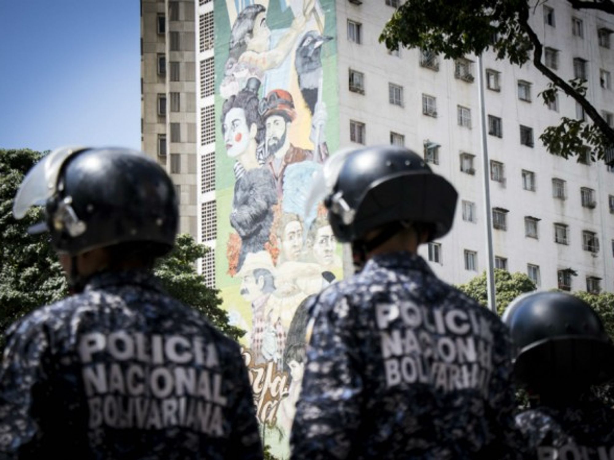 Police forces in Caracas on Jan. 30