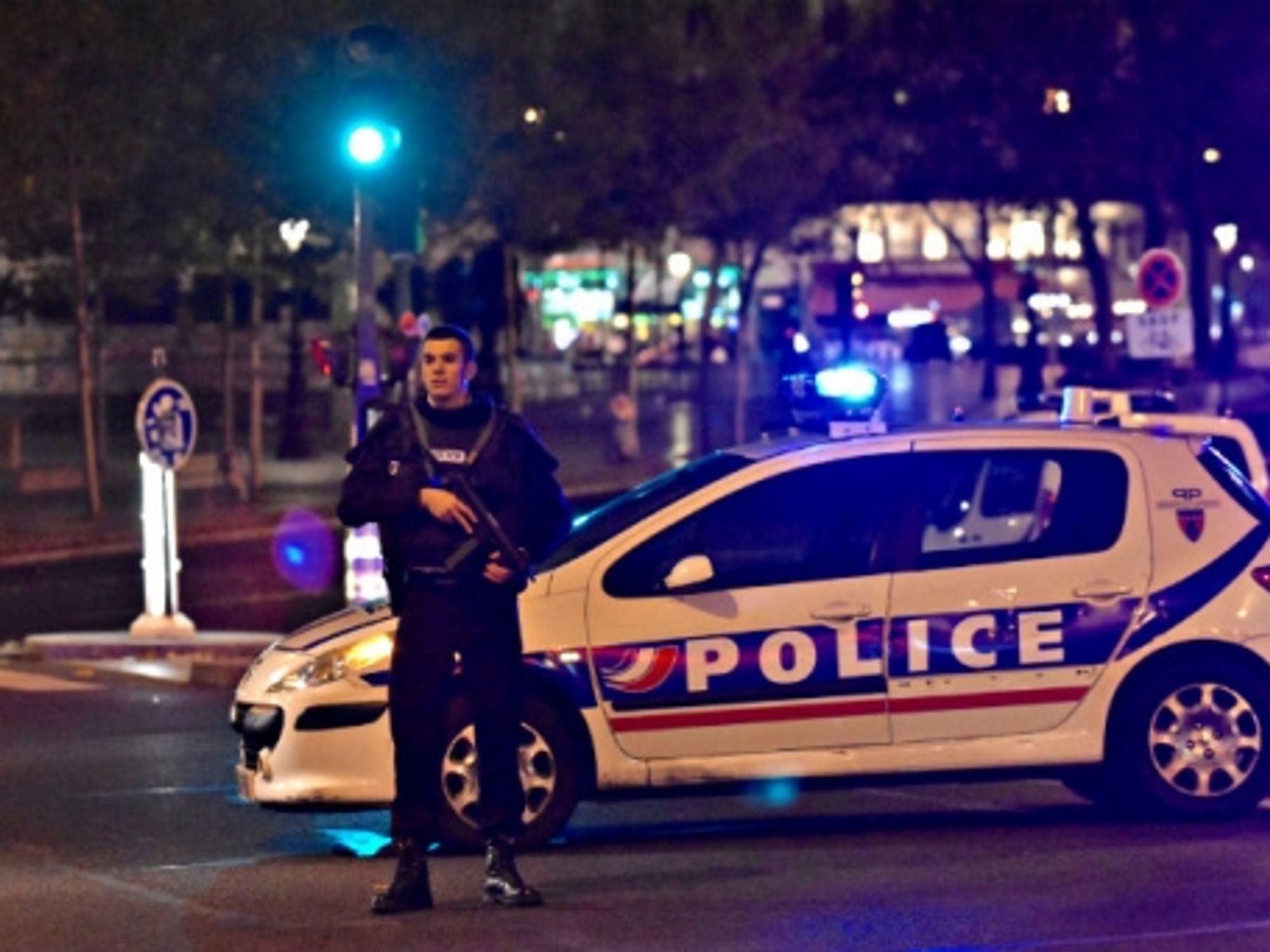 Police in Paris after the attack Friday.