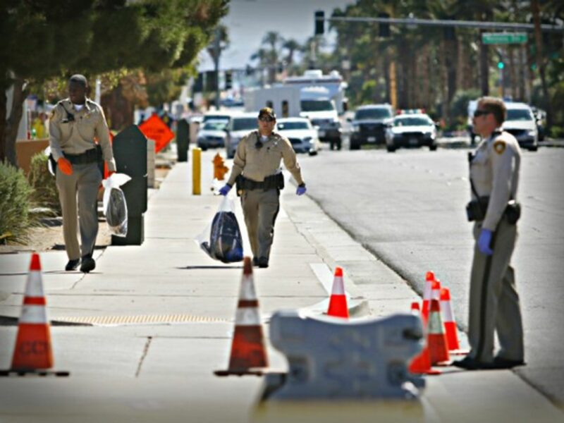 Police investigators in Las Vegas