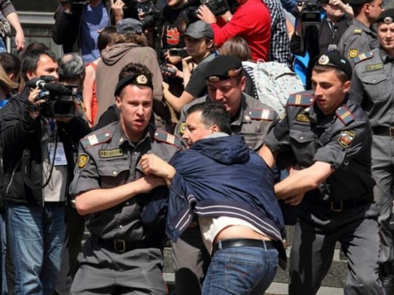 Police take on an unsanctioned LGBT protest last May