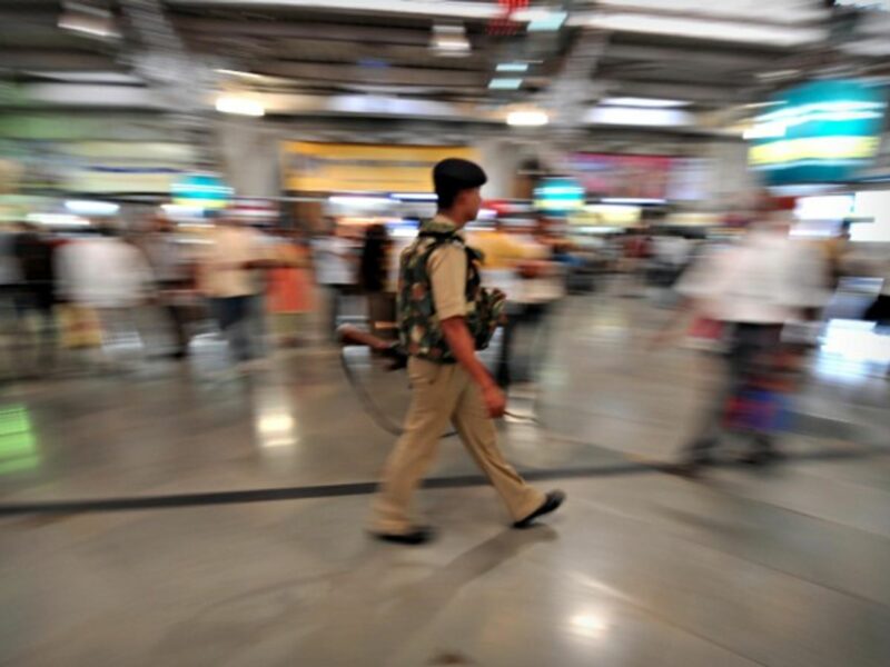 Policeman at Mumbai's CST railway station on Dec. 1, 2008.