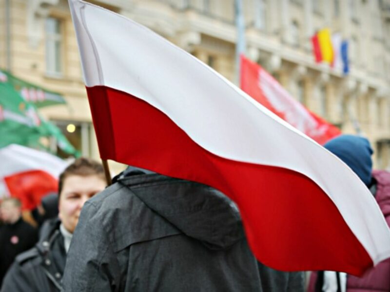 Polish flag at a Nov. 11 march in Warsaw