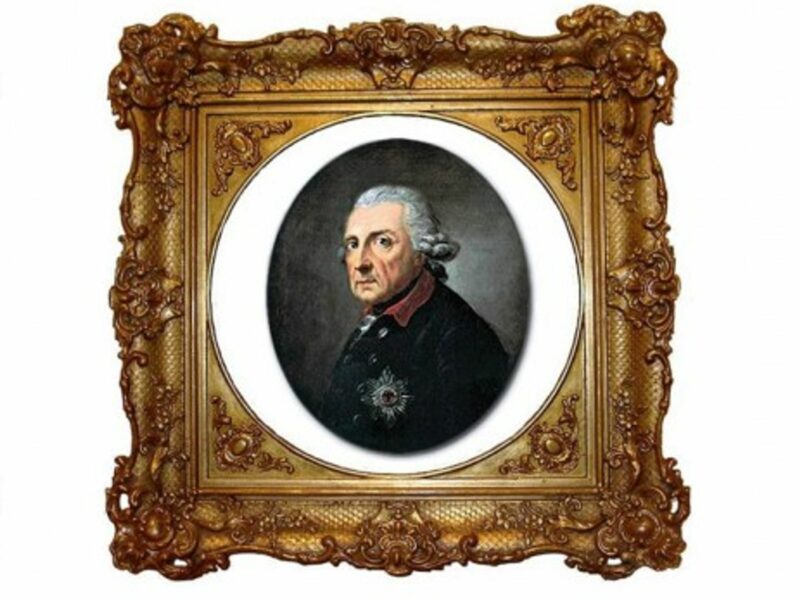 Portrait of Frederick the Great, aged 68, by Swiss painter Anton Graff.