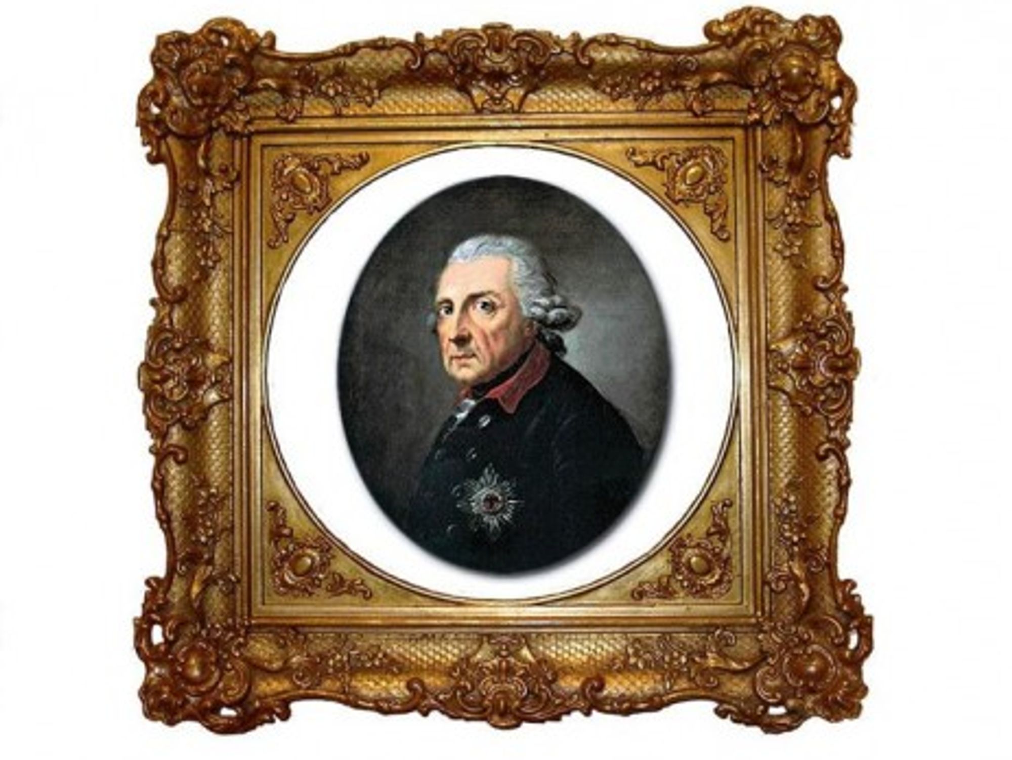 Portrait of Frederick the Great, aged 68, by Swiss painter Anton Graff.