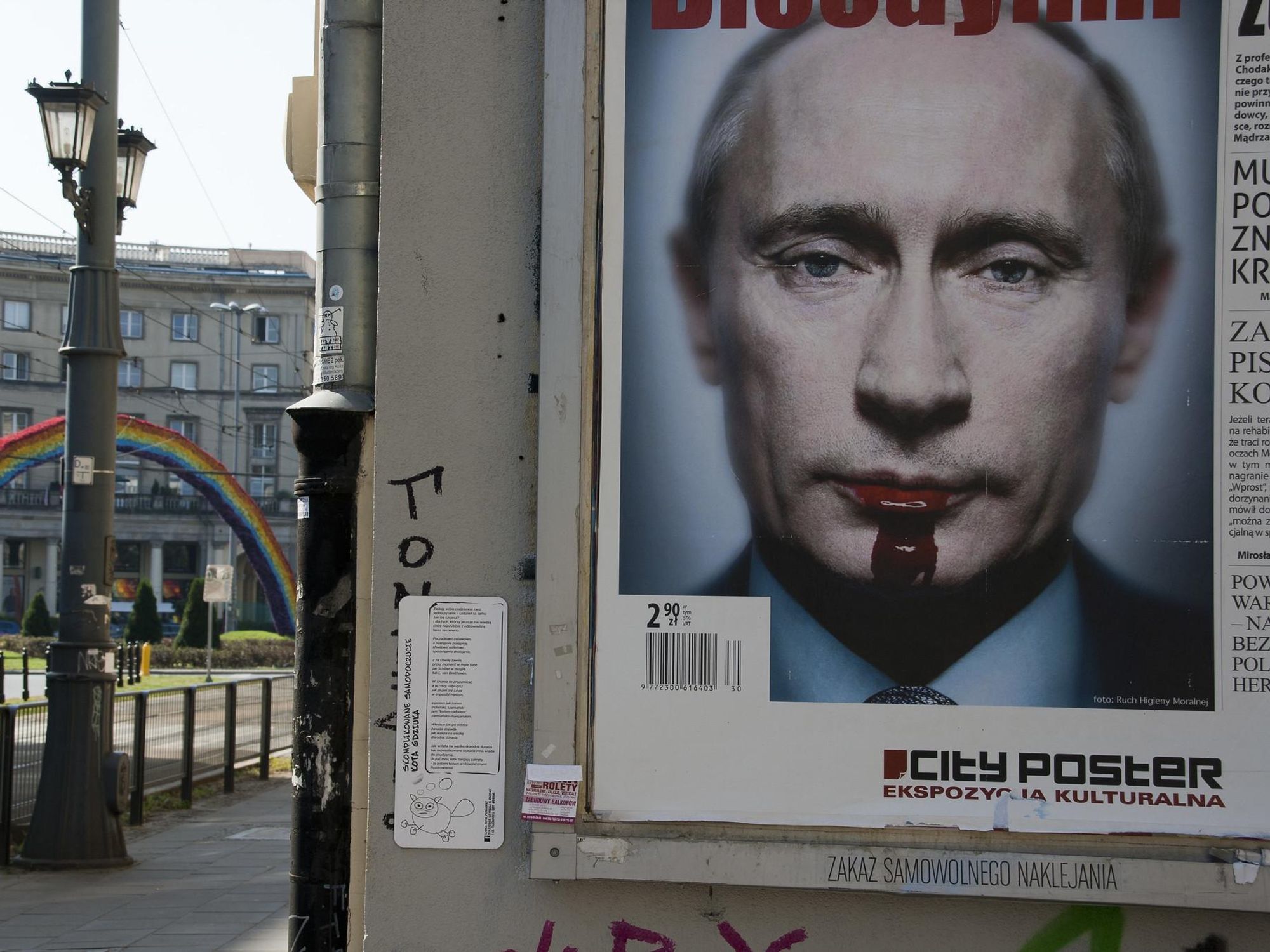 Poster of Russia's President Vladimir Putin in ​Warsaw