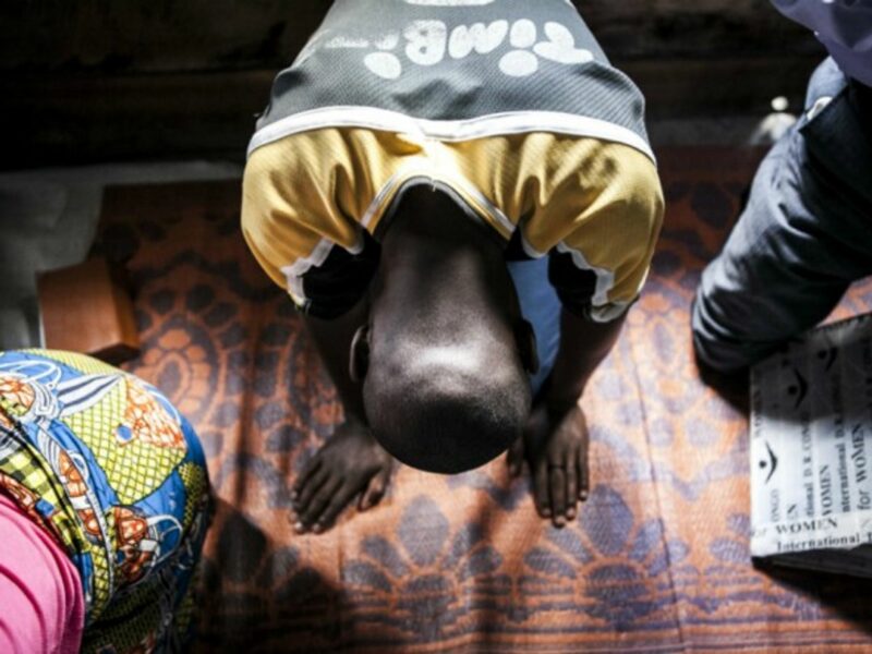 Praying at a church in Goma, DRC