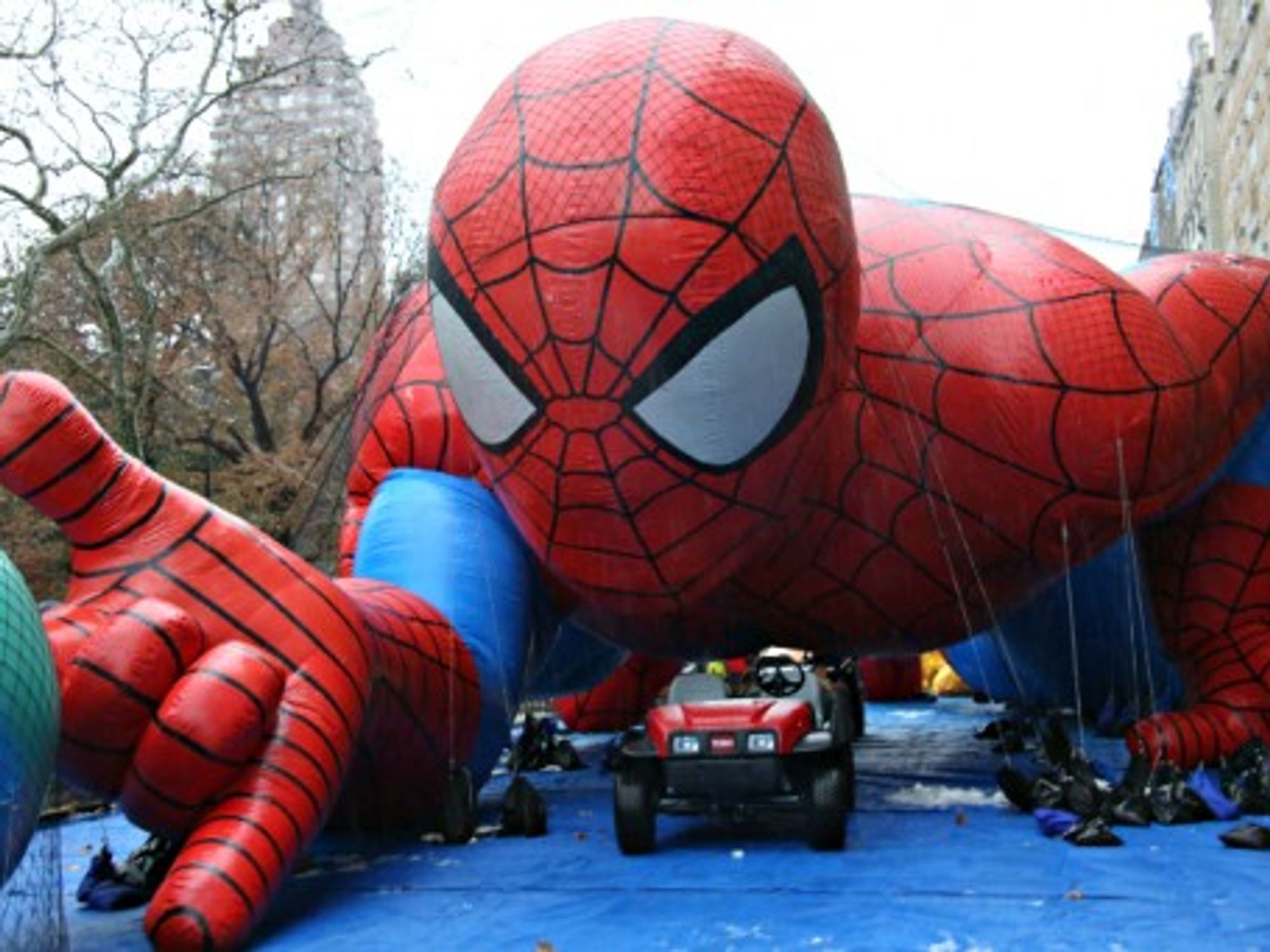 Preparations for New York's annual Macy's Thanksgiving Day Parade in NYC