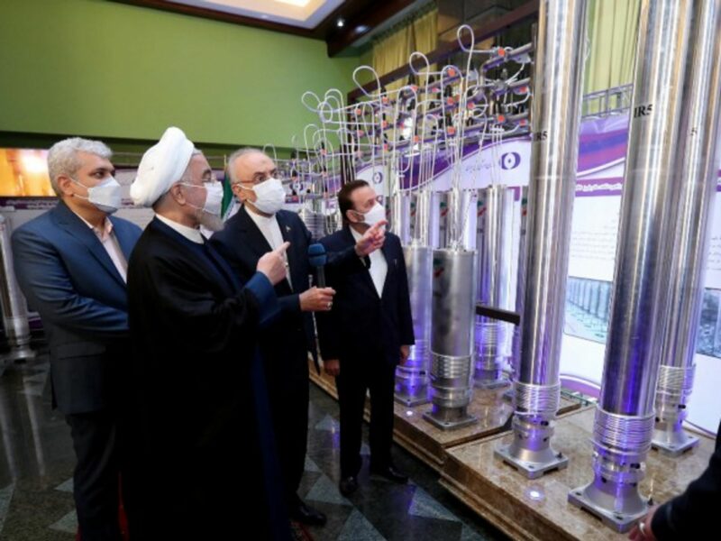 President Hassan Rouhani visits an exhibition of the Atomic Energy Organization of Iran