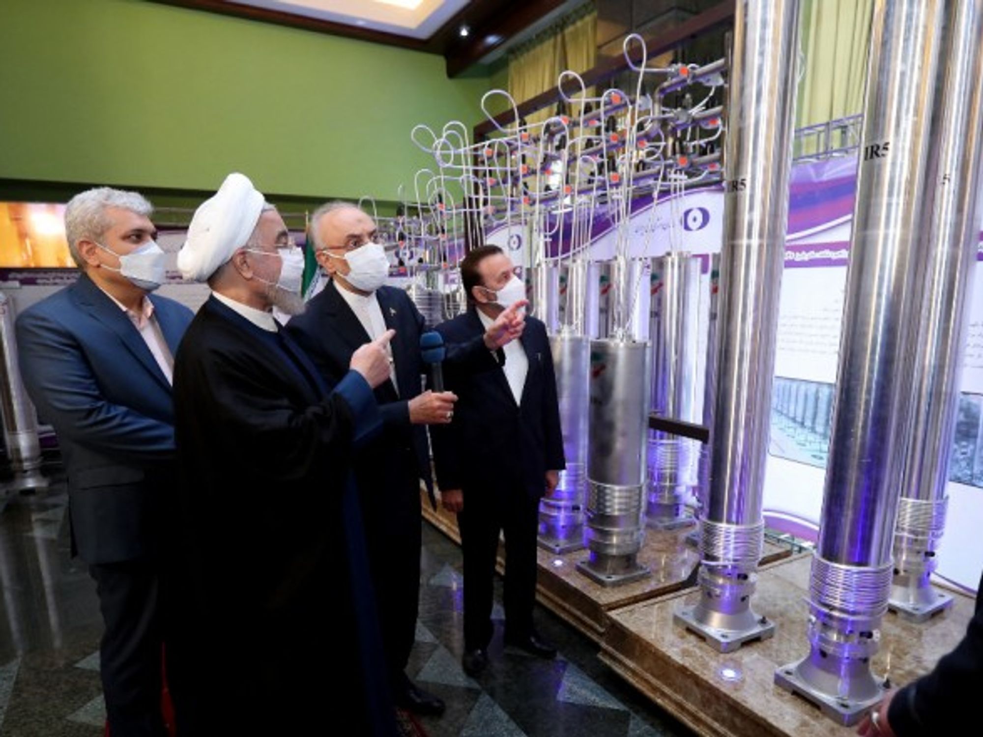 President Hassan Rouhani visits an exhibition of the Atomic Energy Organization of Iran