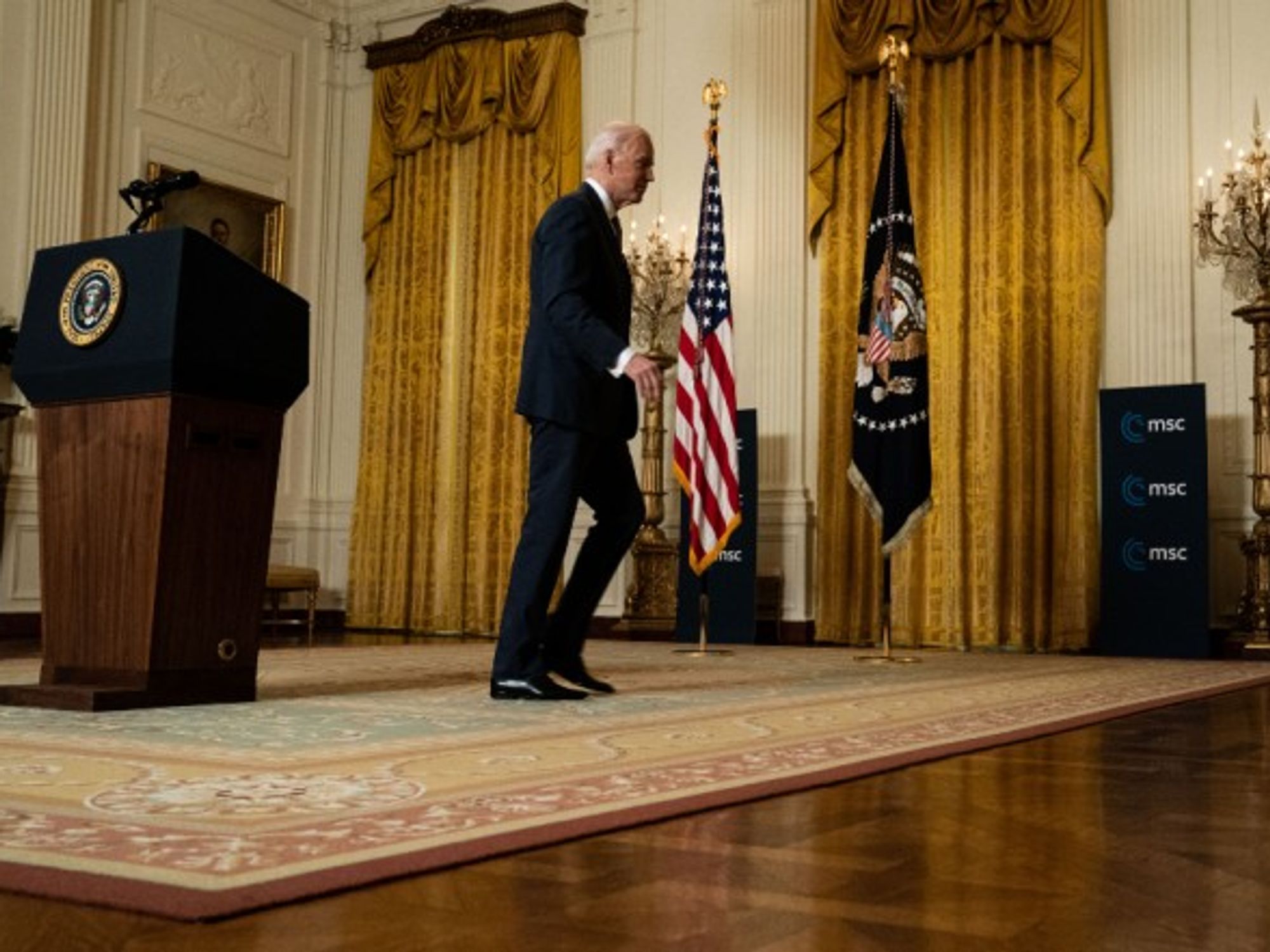 President Joe Biden in the White House on Feb. 19
