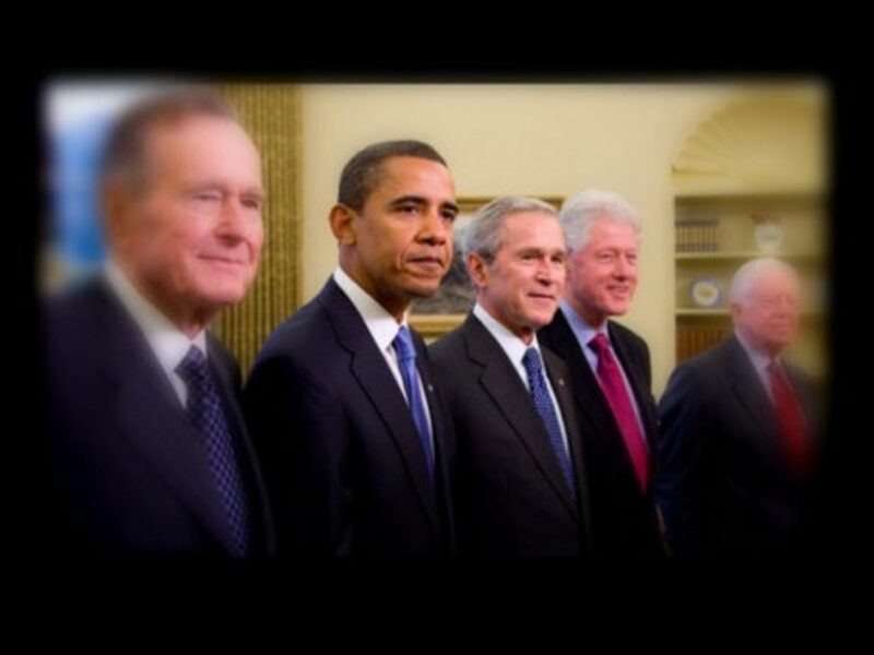 Presidents Bush, Obama, Bush, Clinton and Carter back in 2009