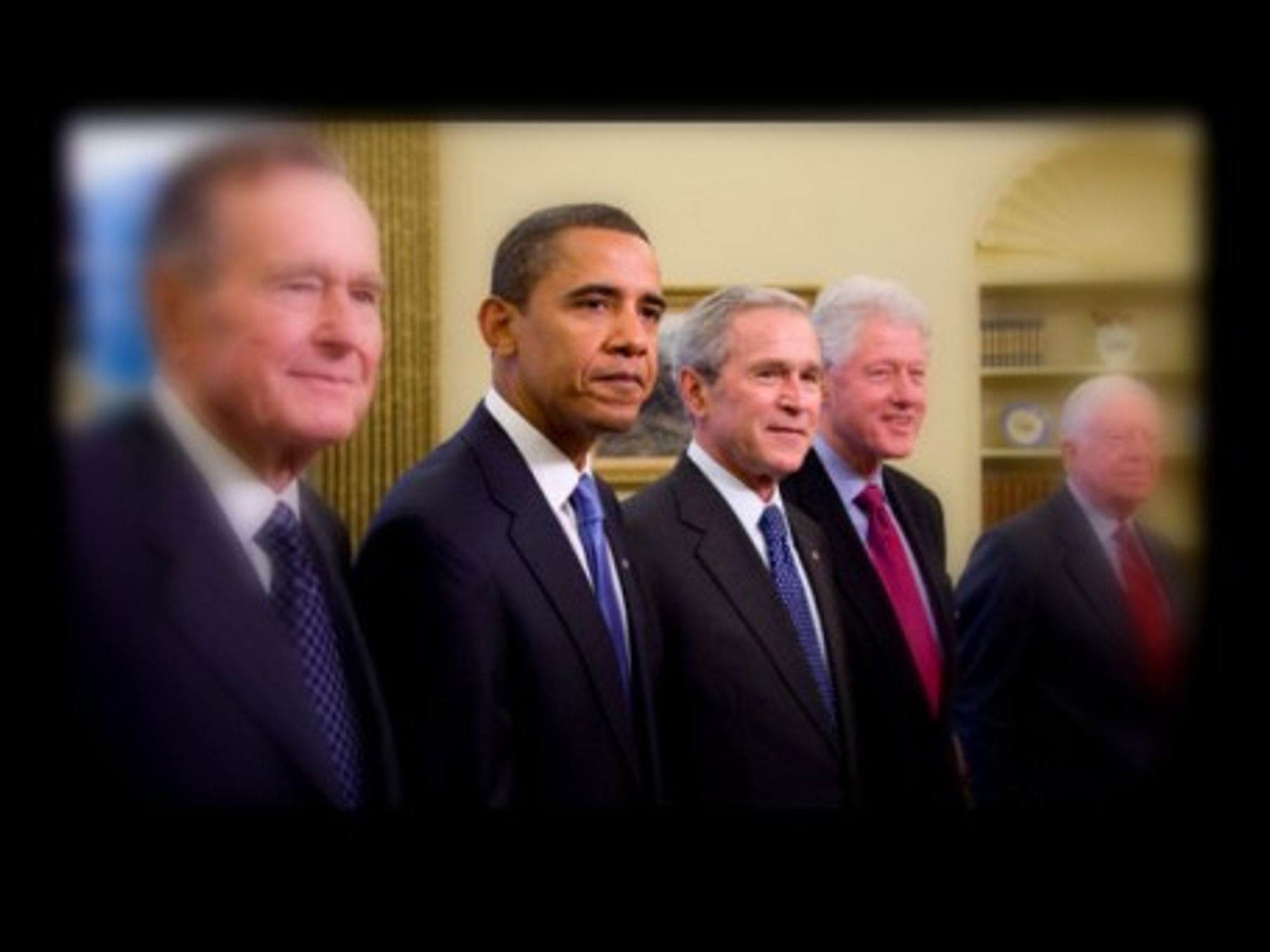 Presidents Bush, Obama, Bush, Clinton and Carter back in 2009