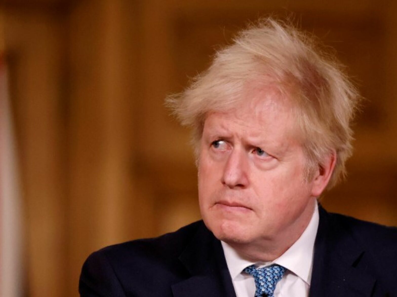 Prime Minister Boris Johnson during a media briefing in Downing Street