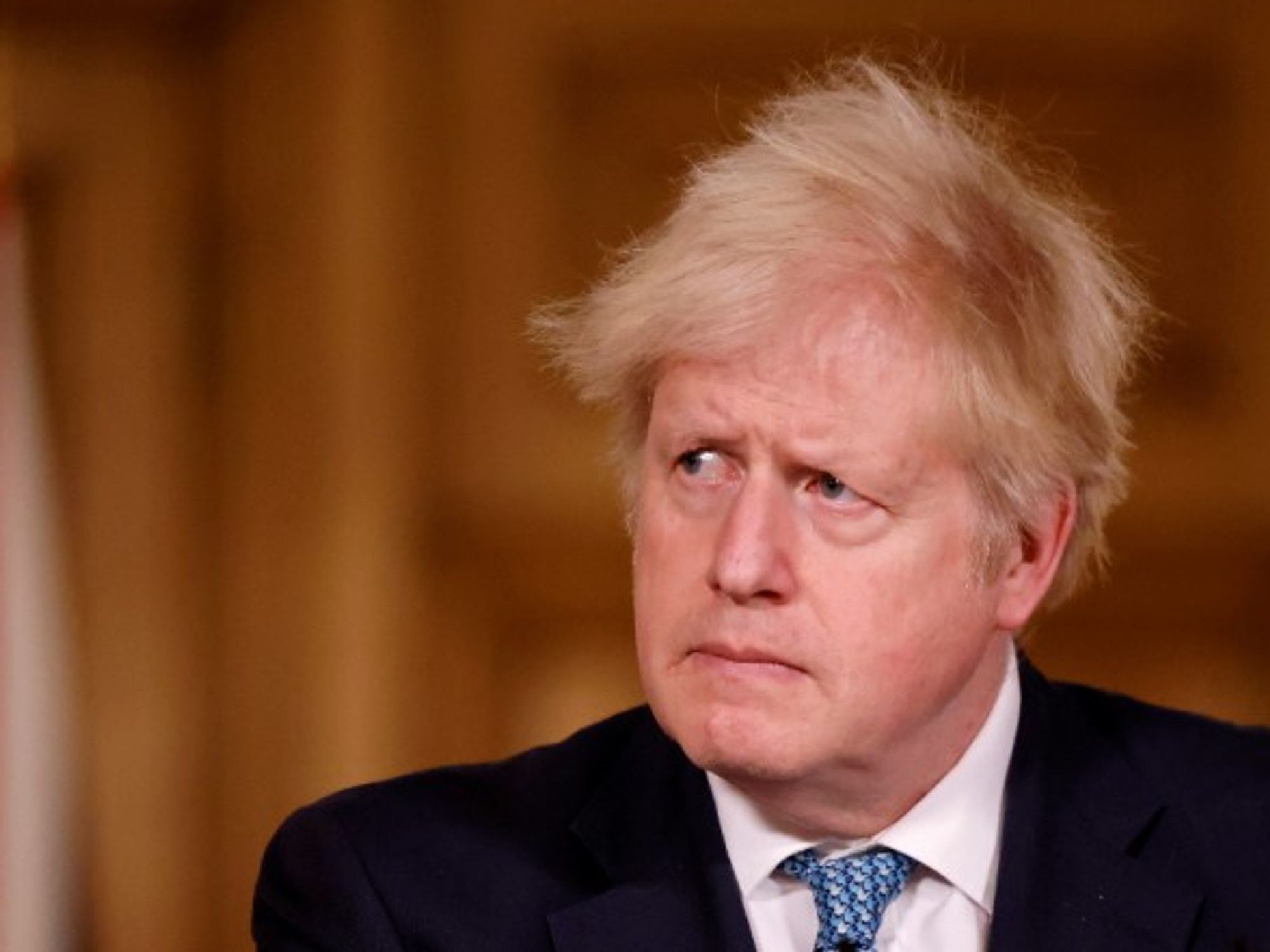 Prime Minister Boris Johnson during a media briefing in Downing Street