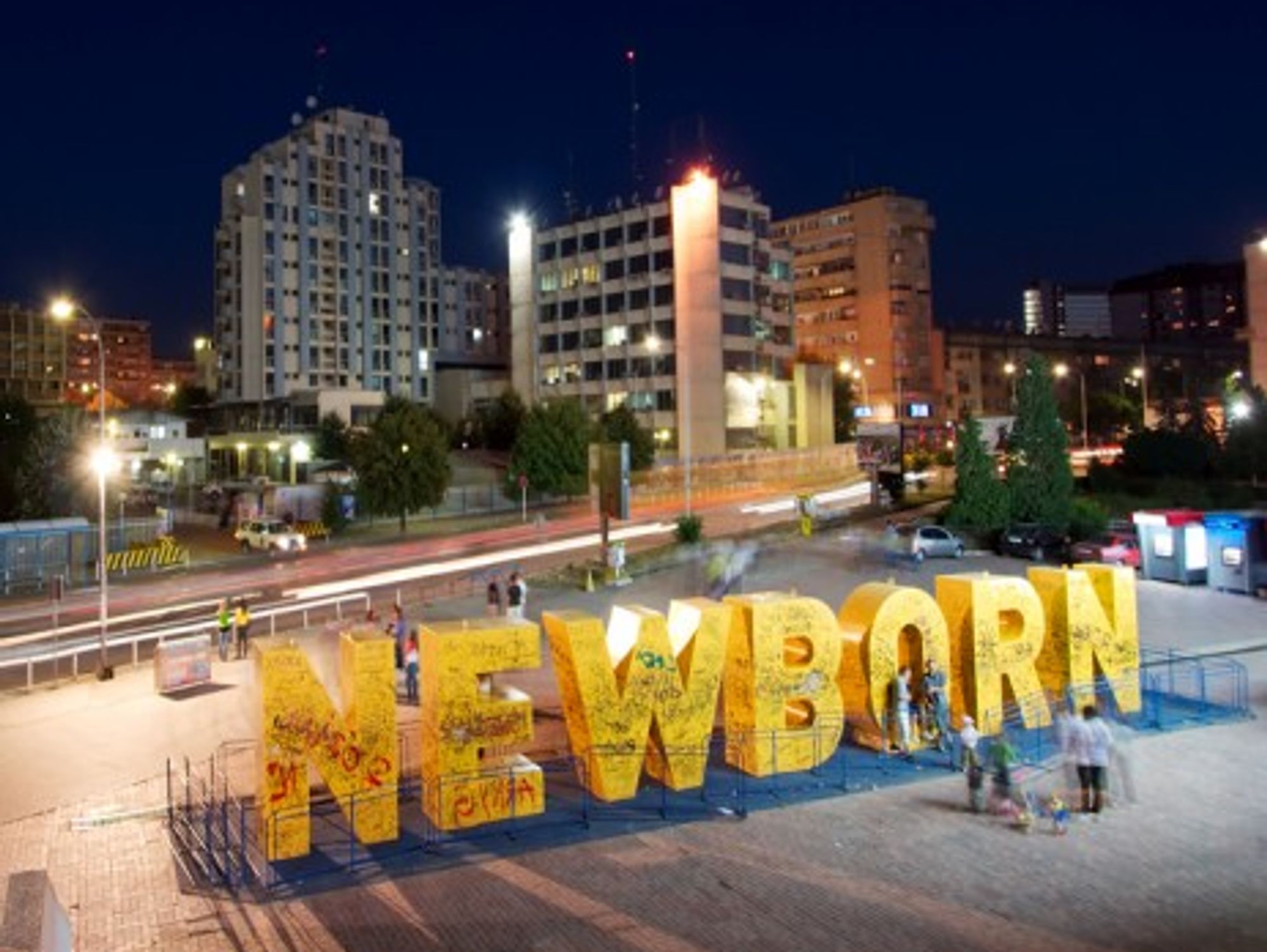 Pristina's Newborn Obelisk, inaugurated for Kosovo's Independence in 2008