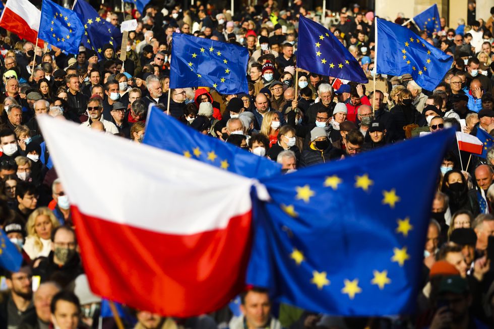 Pro EU Demonstration In Krakow, Poland