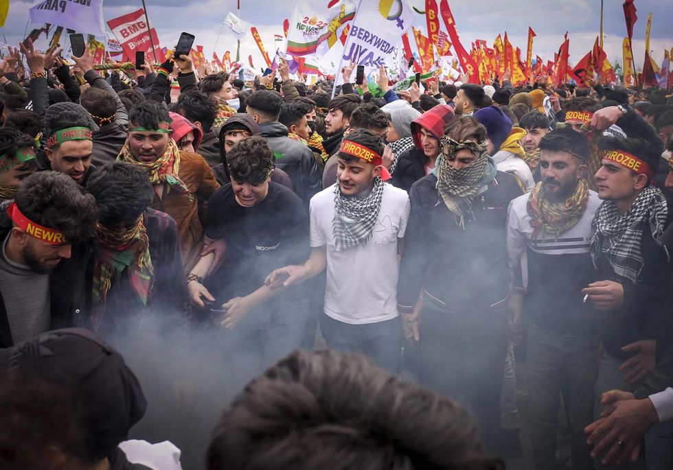 Pro-Kurdish protesters in Istanbul in March