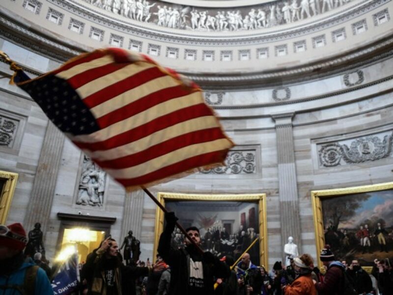 Pro-Trump supporters inside the Capitol