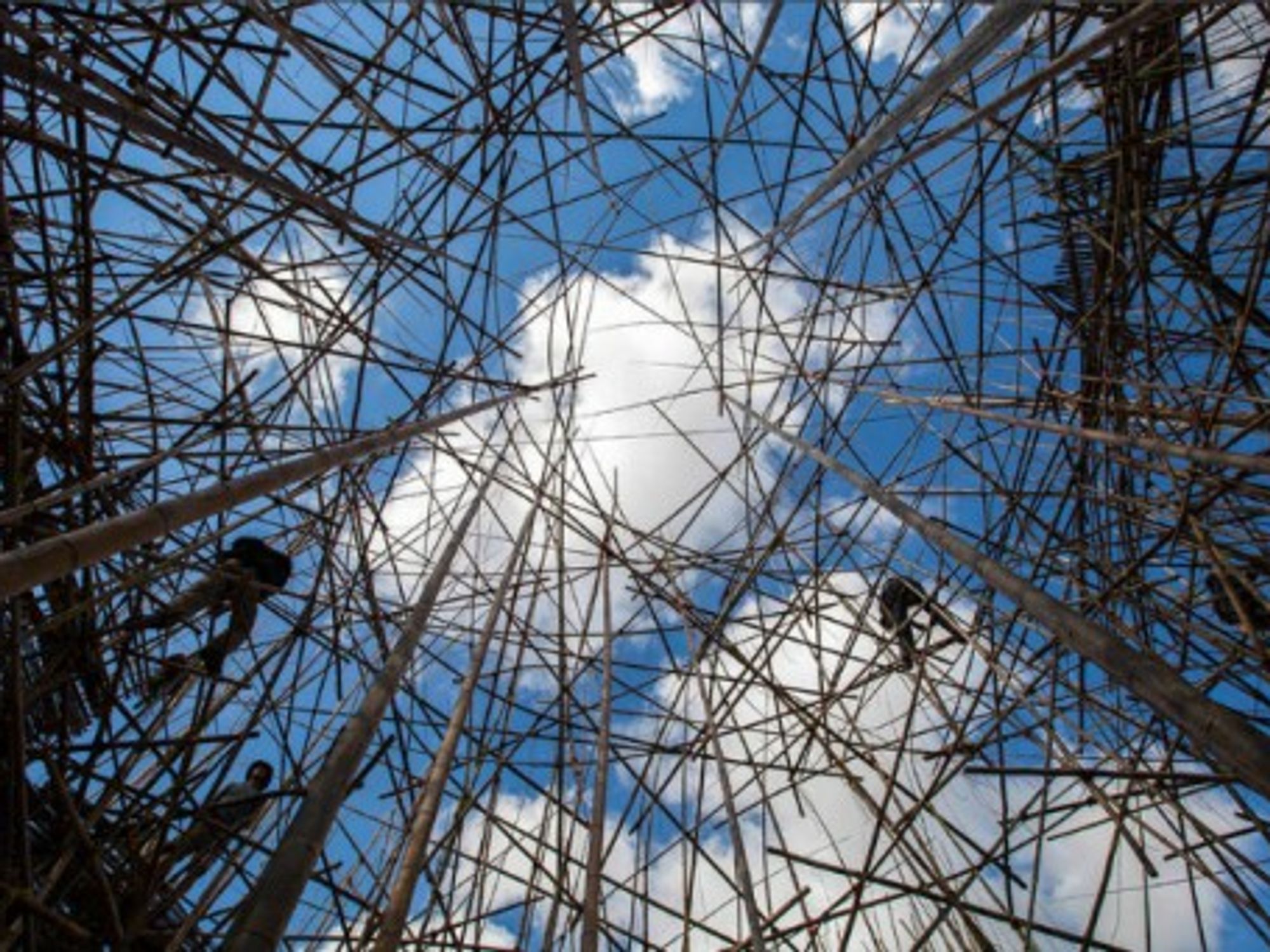 Professional rock climbers set up an art installation Monday at Jerusalemâ€™s Israel Museum.