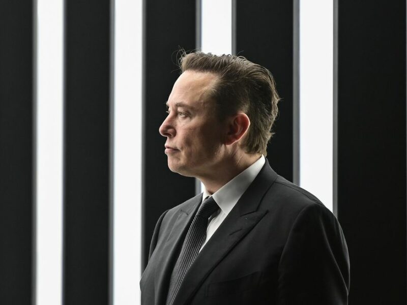 Profile of Elon Musk with a black and white background