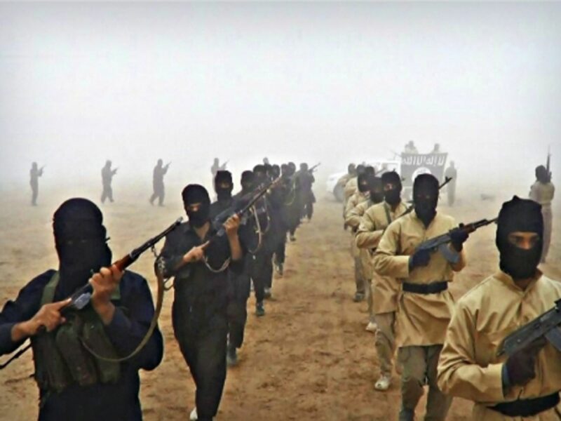 Propaganda photo released by militants showing ISIS fighters in Syria on Aug. 25