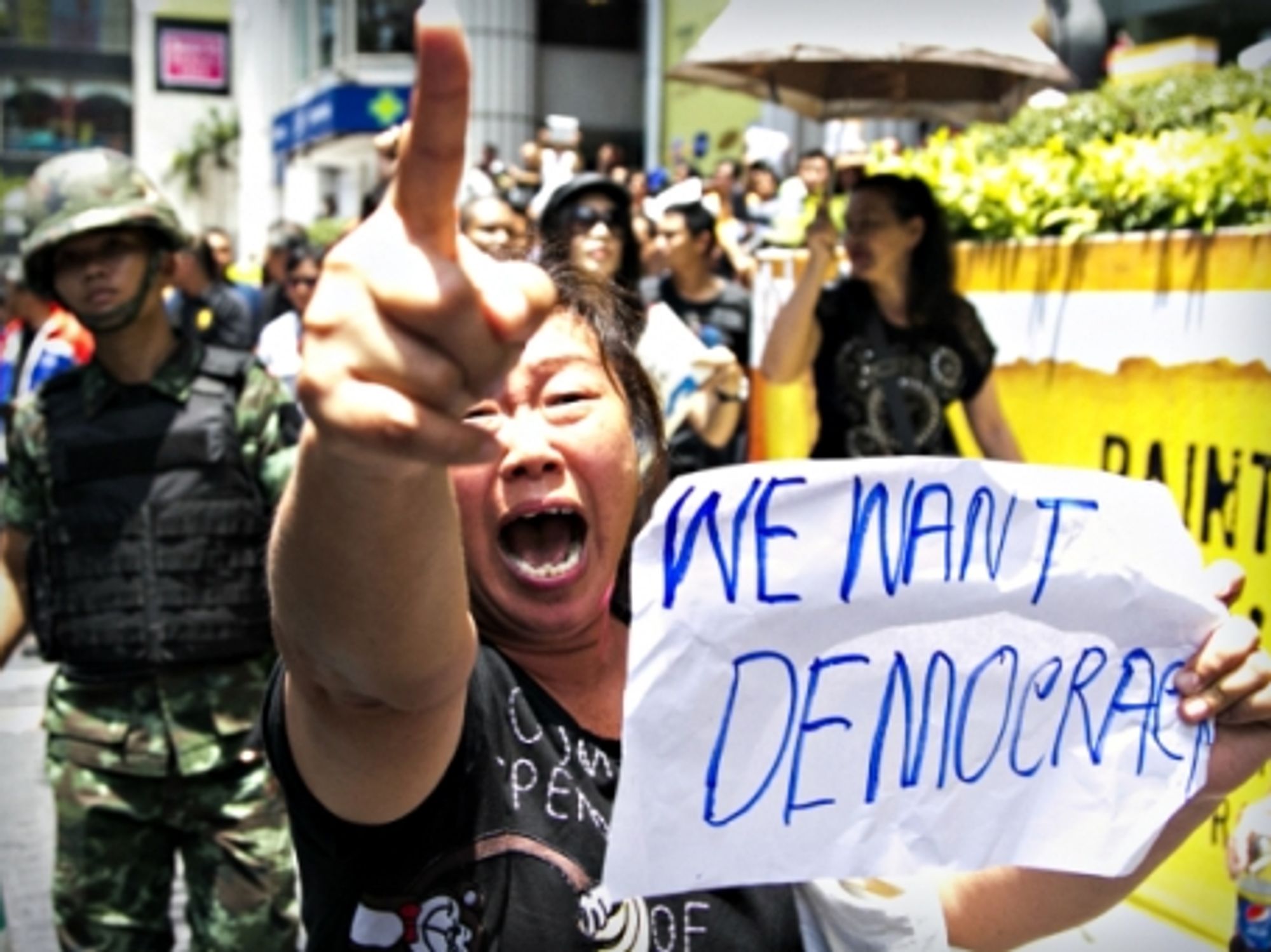 Protester in Bangkok after the May 2014 coup