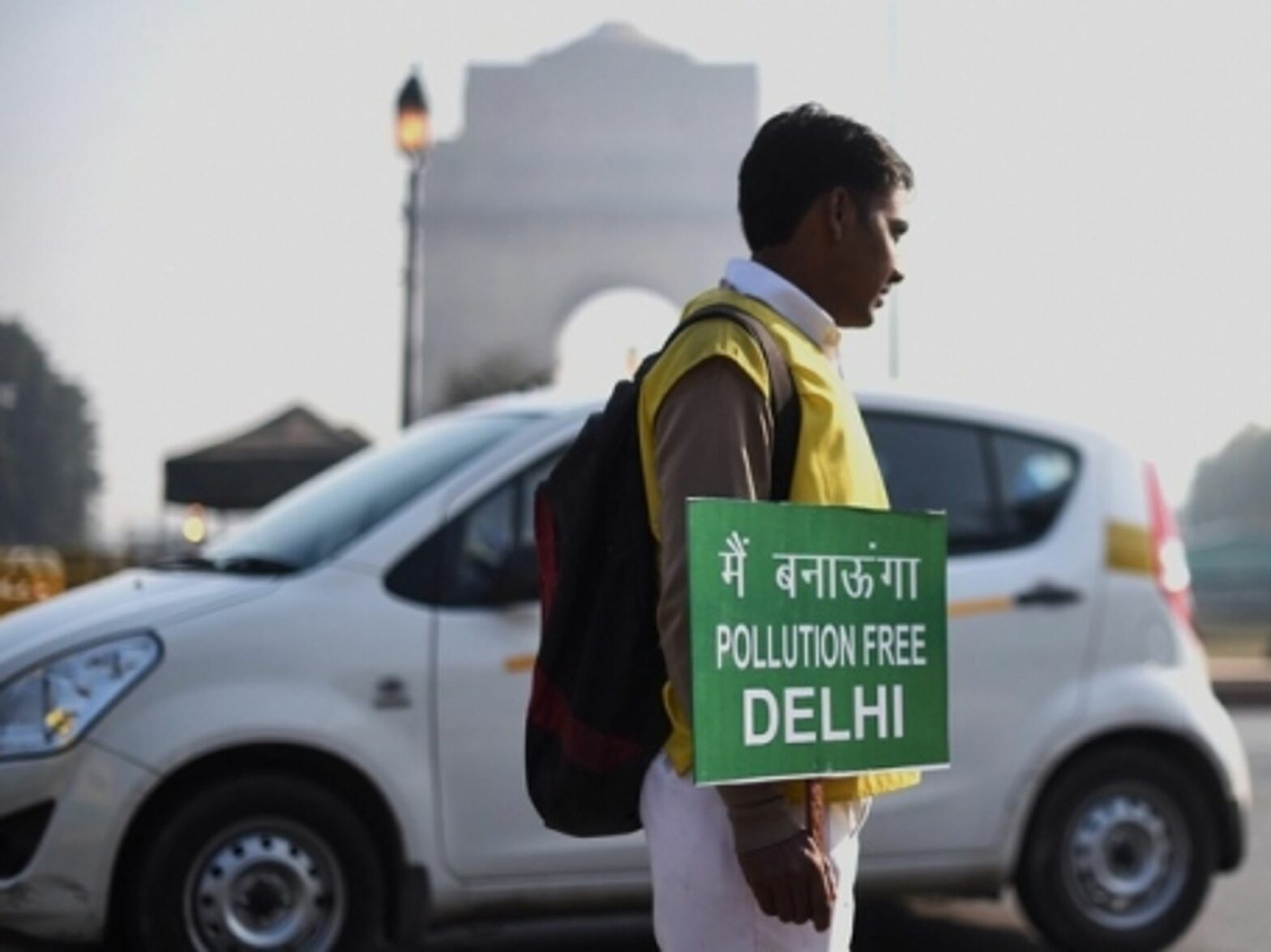 Protester in Delhi, Jan. 1, 2016