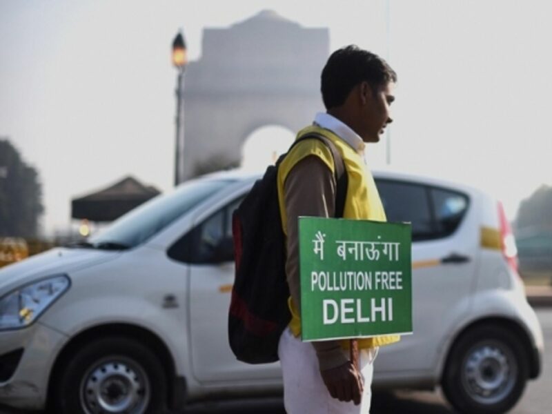 Protester in Delhi, Jan. 1, 2016