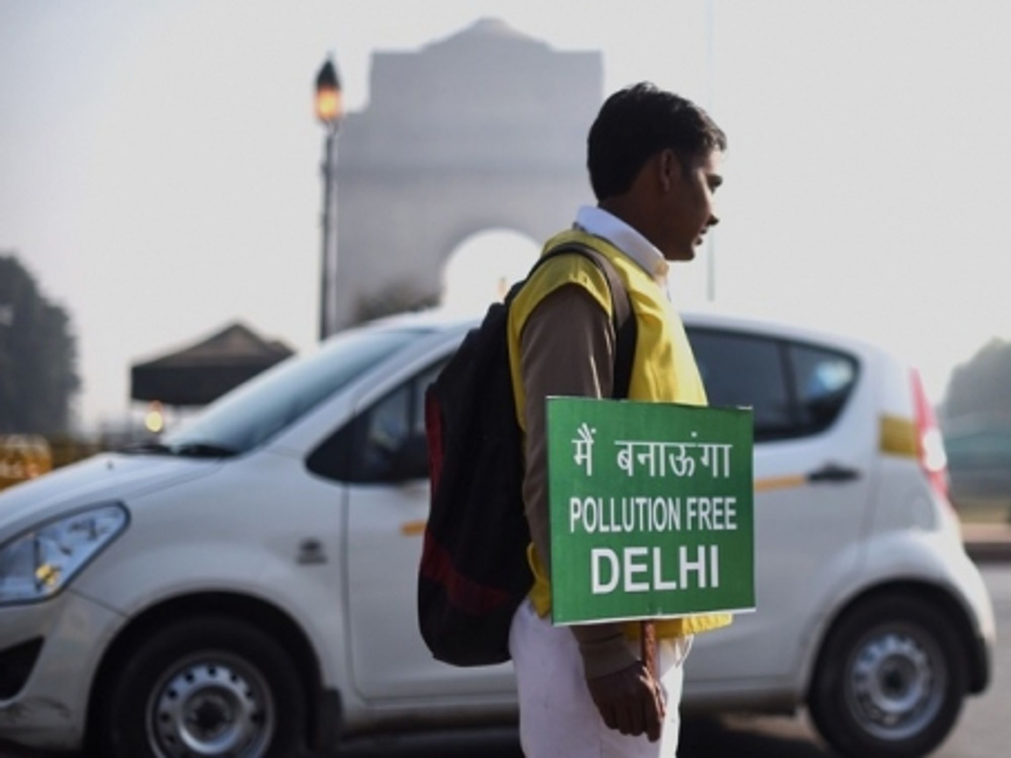 Protester in Delhi, Jan. 1, 2016
