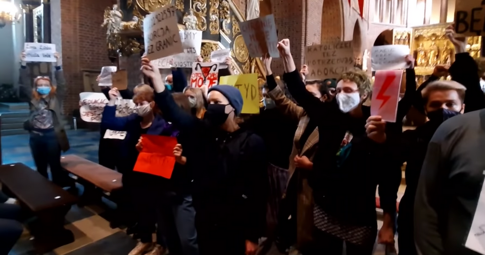 Protesters against anti-abortion laws in Poland.
