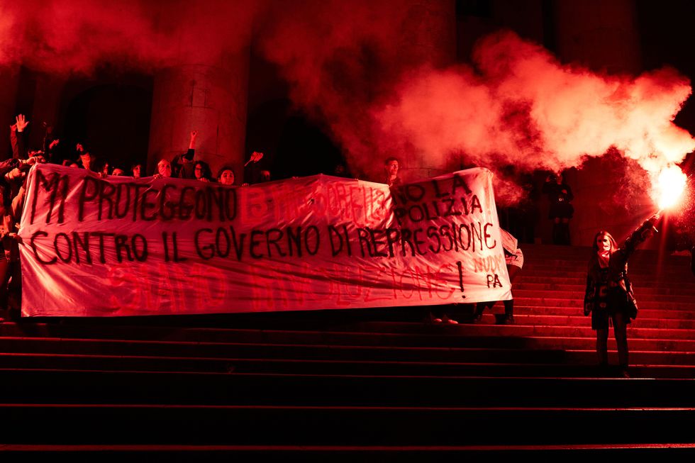 Protesters at a rave party they organized in Palermo.