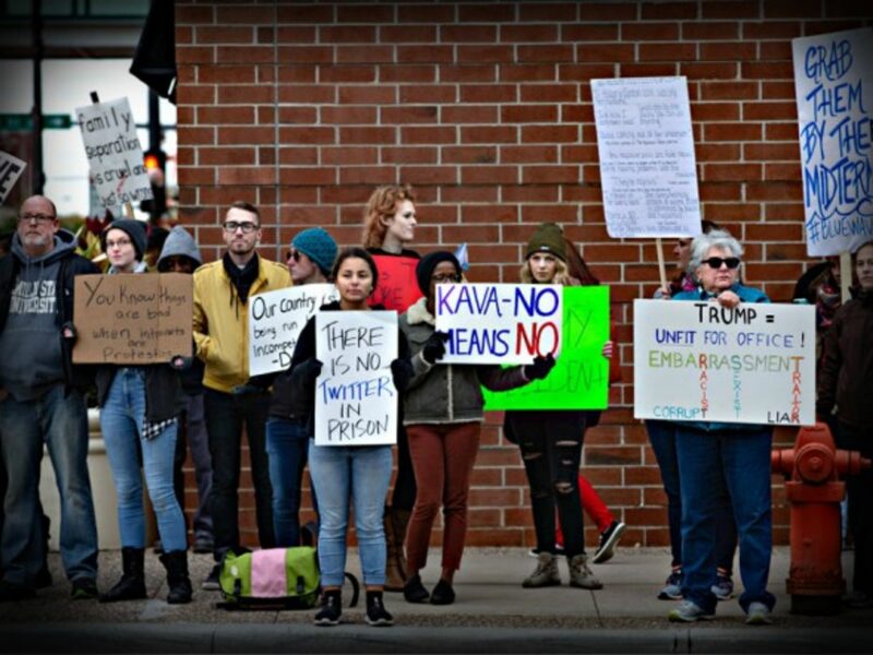 Protesters before the Senate final confirmation vote.